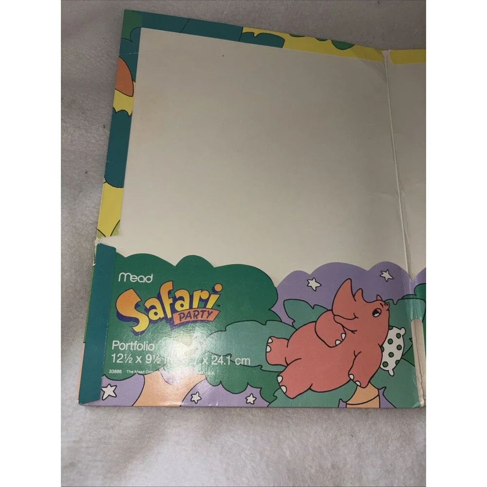 Vintage Folder 1989 Safari Party School Portfolio Mead Ostrich Zebra Retro